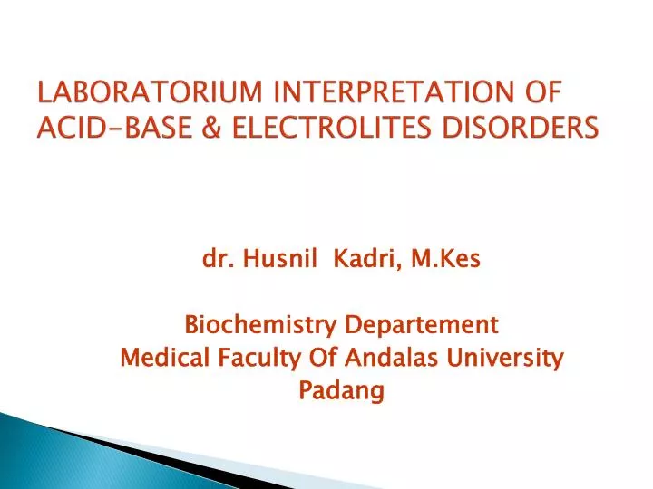 laboratorium interpretation of acid base electrolites disorders
