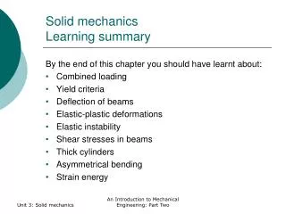 Solid mechanics Learning summary
