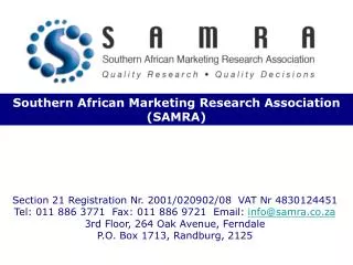 Southern African Marketing Research Association (SAMRA)
