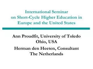 International Seminar on Short-Cycle Higher Education in Europe and the United States