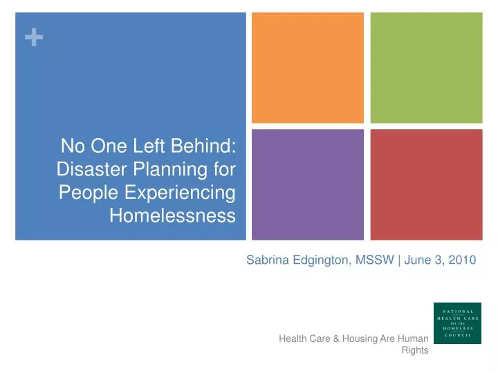 no one left behind disaster planning for people experiencing homelessness