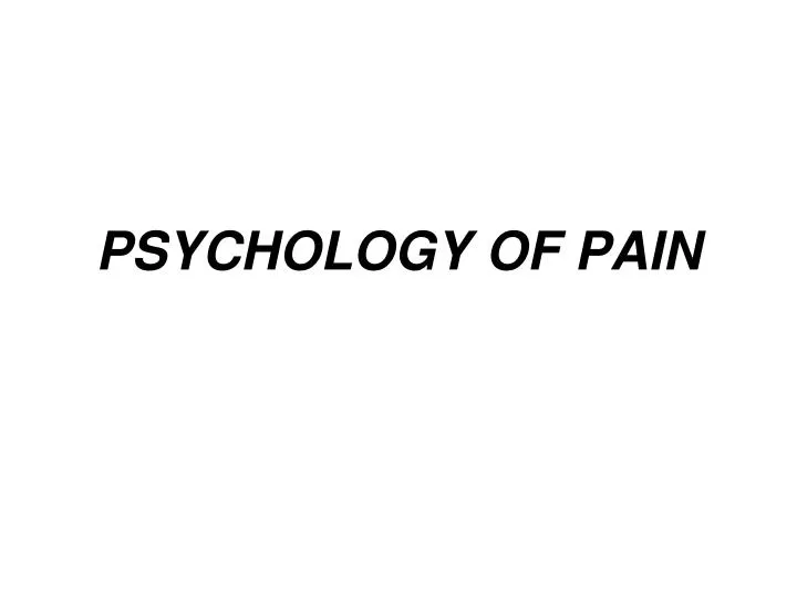 psychology of pain