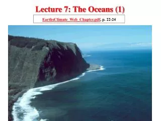 Lecture 7: The Oceans (1)