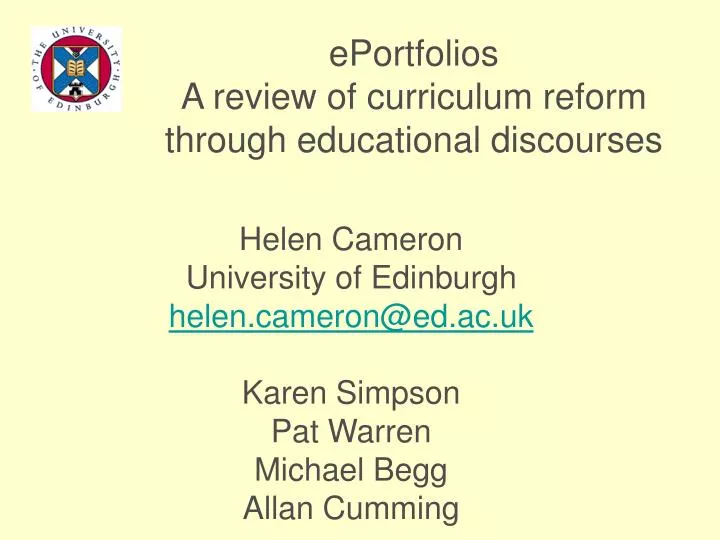 eportfolios a review of curriculum reform through educational discourses