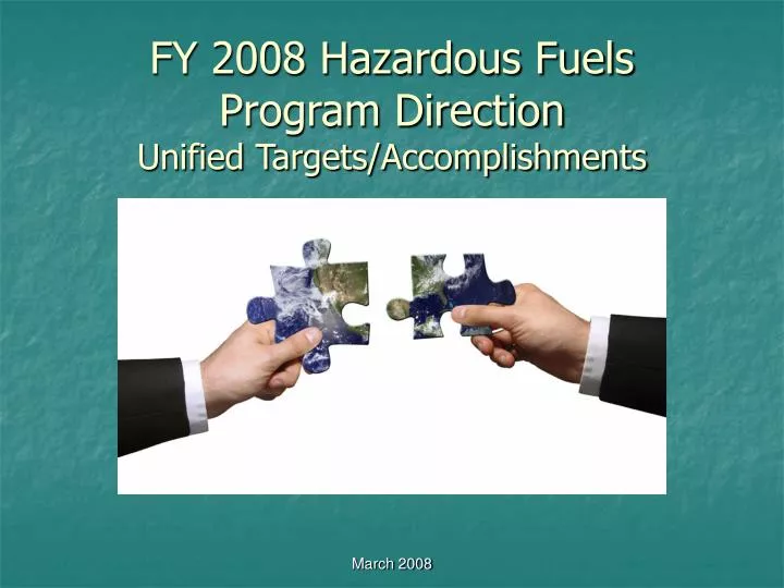 fy 2008 hazardous fuels program direction unified targets accomplishments