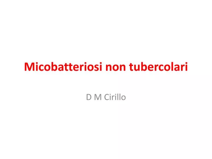 micobatteriosi non tubercolari