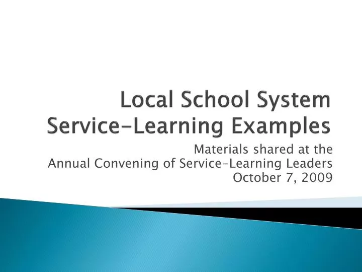 local school system service learning examples