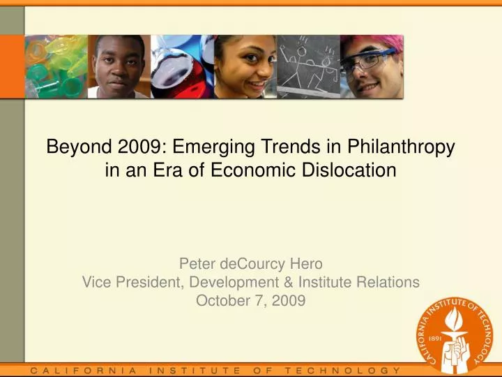 beyond 2009 emerging trends in philanthropy in an era of economic dislocation