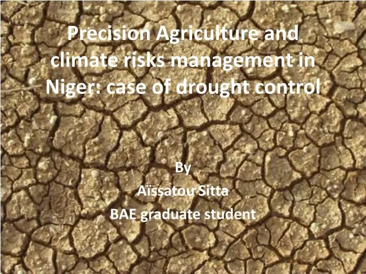 precision agriculture and climate risks management in niger case of drought control