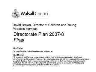 Directorate Plan 2007/8 Final