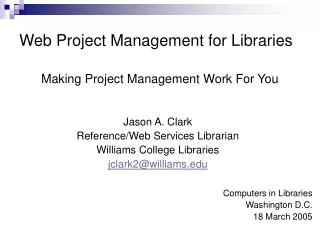Web Project Management for Libraries