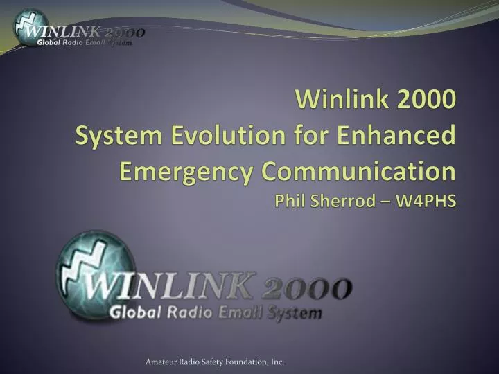 winlink 2000 system evolution for enhanced emergency communication phil sherrod w4phs