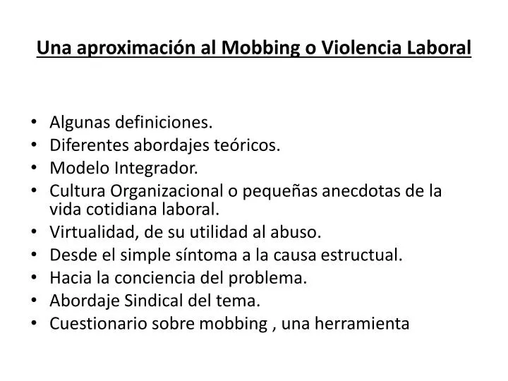 una aproximaci n al mobbing o violencia laboral