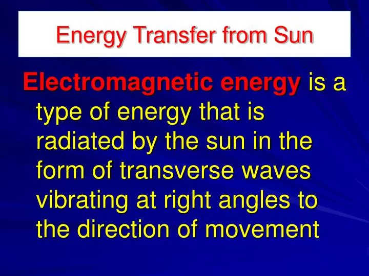 energy transfer from sun