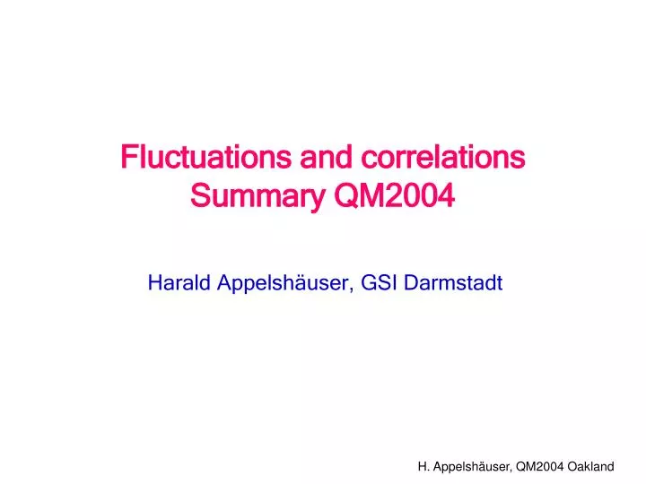 fluctuations and correlations summary qm2004