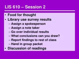 LIS 610 – Session 2