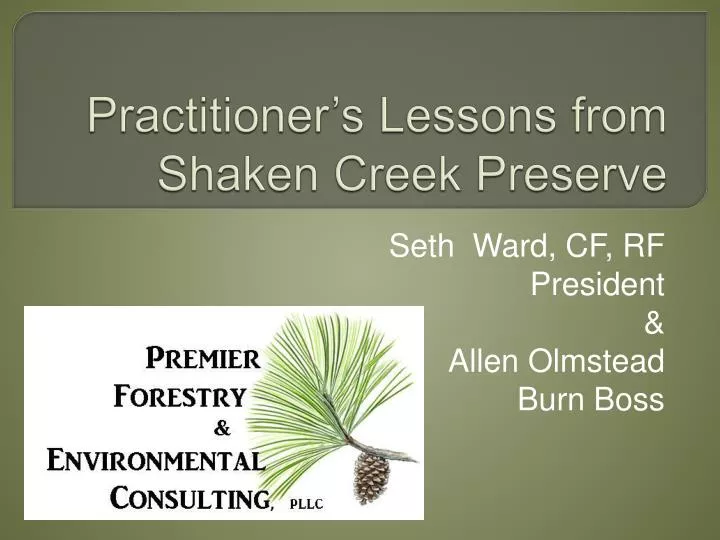 practitioner s lessons from shaken creek preserve