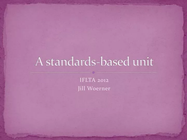a standards based unit