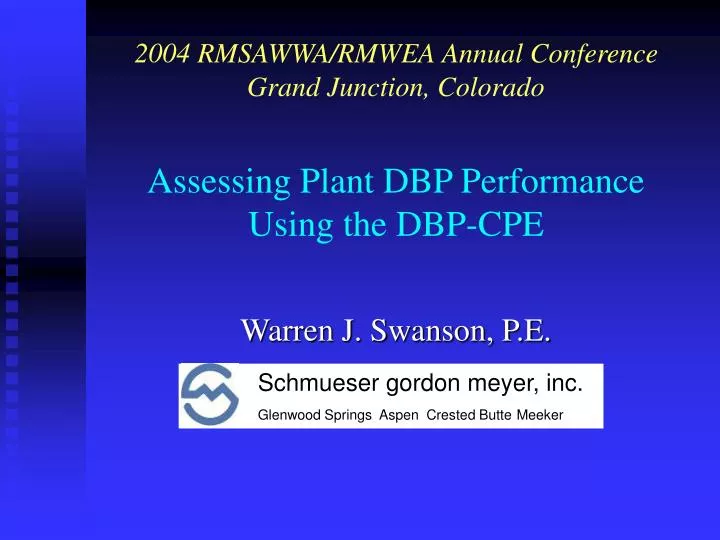 assessing plant dbp performance using the dbp cpe