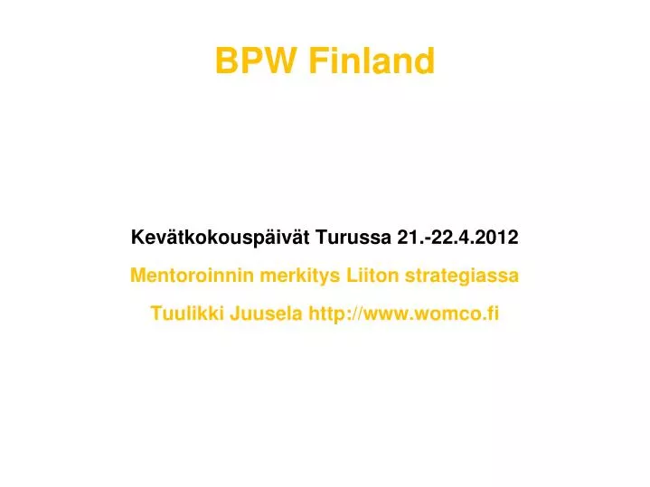 bpw finland