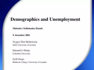 Demographics and Unemployment