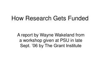 How Research Gets Funded