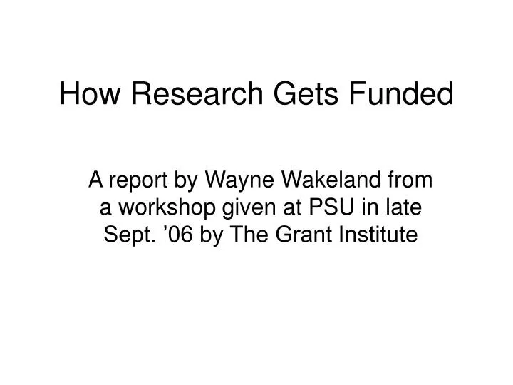 how research gets funded