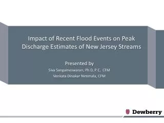 Impact of Recent Flood Events on Peak Discharge Estimates of New Jersey Streams