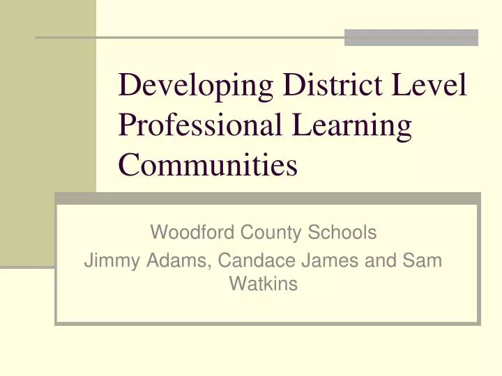 developing district level professional learning communities