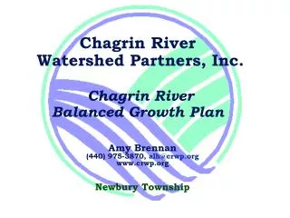 Chagrin River Watershed Partners, Inc. Chagrin River Balanced Growth Plan