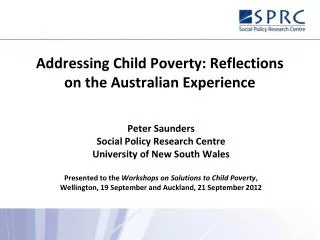 Addressing Child Poverty: Reflections on the Australian Experience