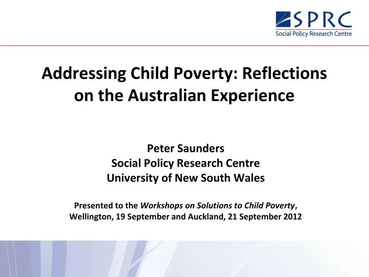 addressing child poverty reflections on the australian experience