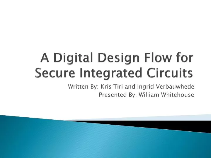 a digital design flow for secure integrated circuits