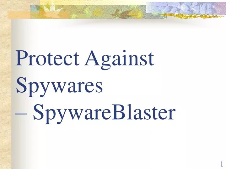 protect against spywares spywareblaster