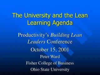 The University and the Lean Learning Agenda