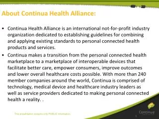 About Continua Health Alliance:
