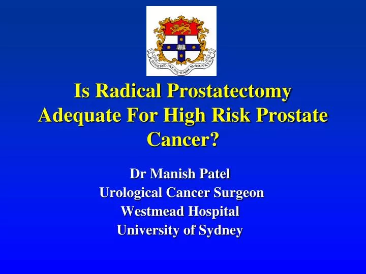 is radical prostatectomy adequate for high risk prostate cancer