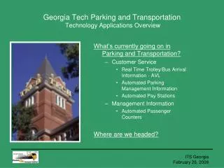 Georgia Tech Parking and Transportation Technology Applications Overview