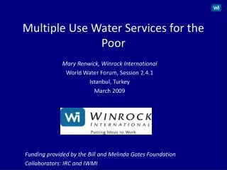Multiple Use Water Services for the Poor