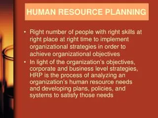 HUMAN RESOURCE PLANNING