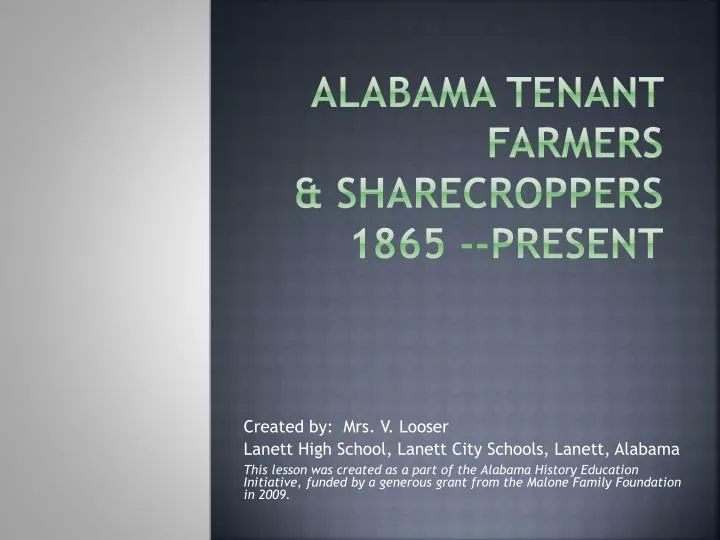 alabama tenant farmers sharecroppers 1865 present