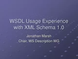 WSDL Usage Experience with XML Schema 1.0