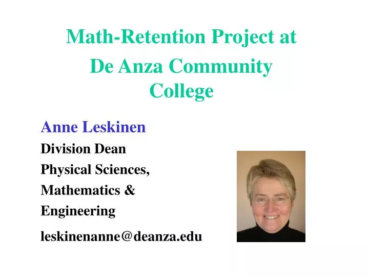 math retention project at de anza community college