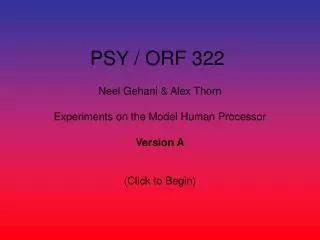 PSY / ORF 322