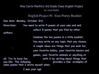 English Project #1: Your Poetry Booklet