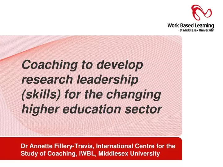 coaching to develop research leadership skills for the changing higher education sector