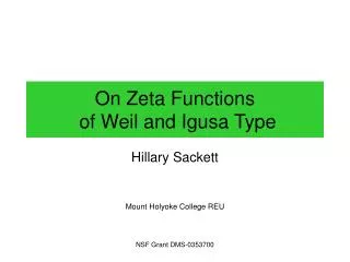 On Zeta Functions of Weil and Igusa Type