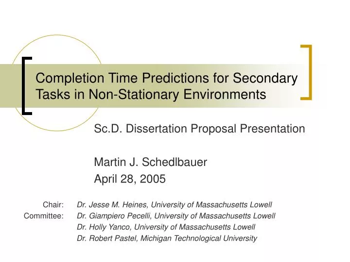 completion time predictions for secondary tasks in non stationary environments