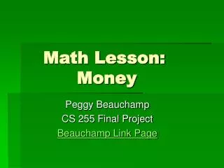 Math Lesson: Money