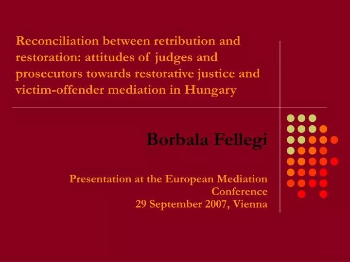 borbala fellegi presentation at the european mediation conference 29 september 2007 vienna